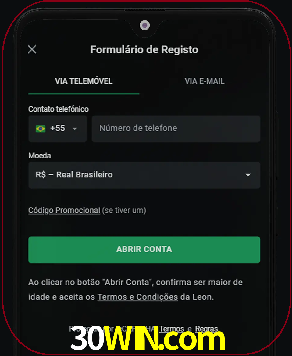 Abra o aplicativo e inicie o processo de registro.